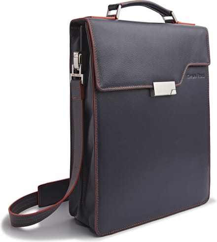 Evan Red London Backpack - Navy Blue - Leer - Laptoptas - Rugzak - Blauw