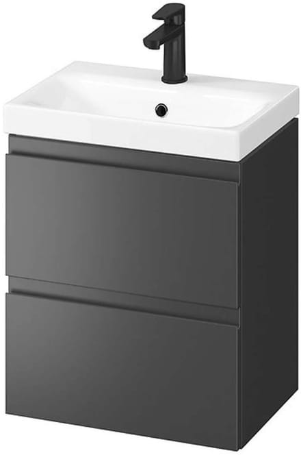 Cersanit Moduo - Kast met wastafel, 57x50x35 cm, 2 laden, antraciet S801-470-DSM