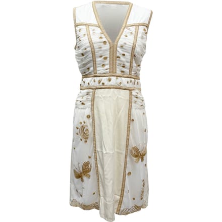 Diane von Furstenberg V-hals Knielange Jurk in Crème Polyester