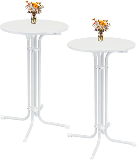 2x bartafel inklapbaar Ø 70 cm hoogte 110 cm stalen gastentafel feesttafel bistrotafel in wit