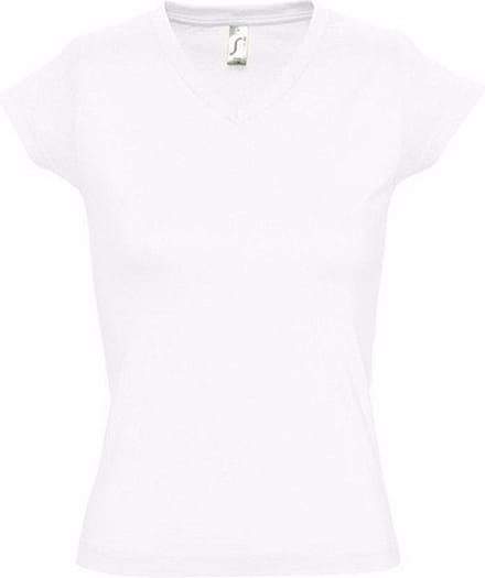 Dames t-shirt V-hals wit 100% katoen slimfit - Dameskleding shirts 42