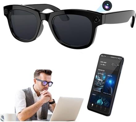 AI Bril - Slimme Camera Bril - Object Herkenning - Handsfree Bediening - 500W Pixels - Zwart