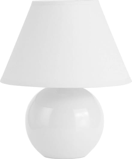 Brilliant Primo tafellamp, wit, Ø 19 cm, textiel/keramiek