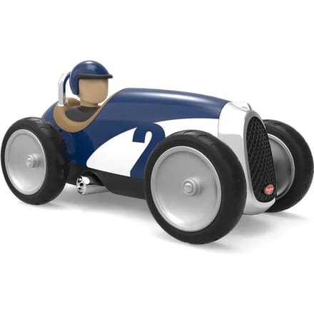 BAGHERA Speelgoedauto - Racingcar Blauw - Vintage - In Geschenkdoos - 1 Jaar