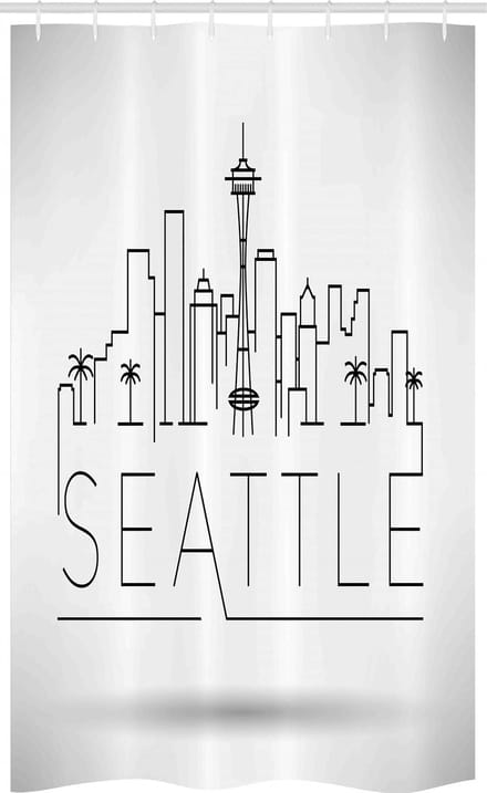 ABAKUHAUS Seattle Skyline Douchegordijn – 120x180 cm – Antraciet/Wit – waterafstotend