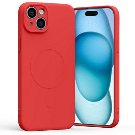 Mercury Serie - MagSafe Semi-Silicone Hoesje - iPhone 15 Plus - Rood - Magnetische Technologie