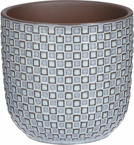 Mica Decorations - Plantenpot/bloempot - Keramiek blauw - D13,5/H13 cm