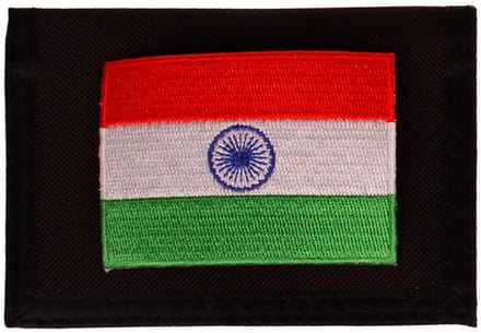 Portemonnee zwart 14x10cm - Vlag India - 8x6cm