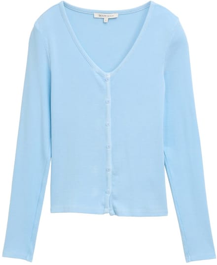 Tom Tailor Denim - Shirt met lange mouwen en decoratieve knoopsluiting - Maat S - dusty sky blue