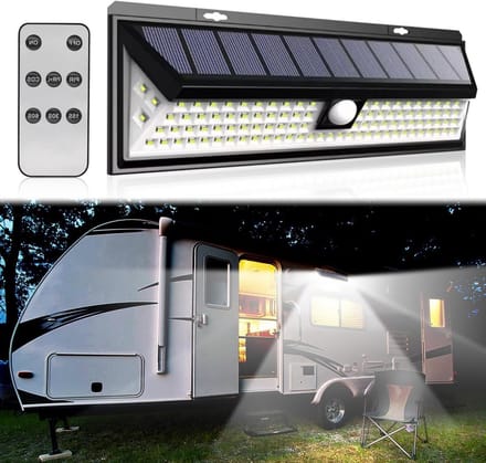 Draadloze Zonne-aangedreven Buitenlamp met Bewegingssensor en Afstandsbediening voor Camper en Caravan