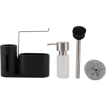 Afwasmiddel Dispenser Set van 3 stuks Afwasmiddel Bal Borstel Opbergrek Keukenaanrecht Diversen gray