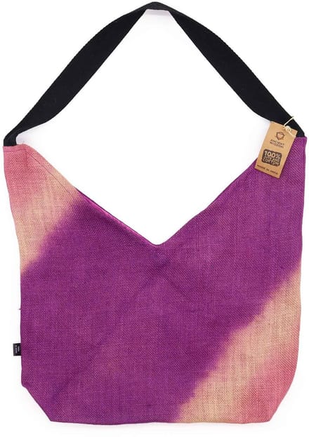 Zachte schoudertas van gemengd materiaal - antiek fuchsia