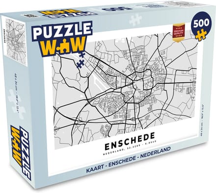 Puzzel Kaart - Enschede - Nederland - Legpuzzel - Puzzel 500 stukjes