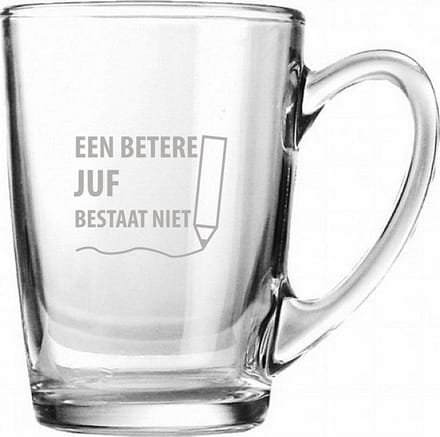 Gegraveerde theeglas 32cl een betere juf bestaat niet