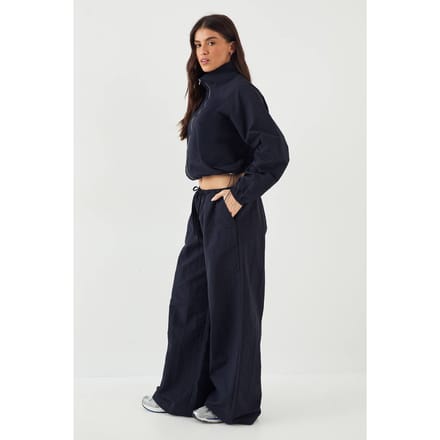 Dames DSGN Studio Wijde Pijpenbroek met Trekkoord Taille | Marineblauw | Maat: Medium