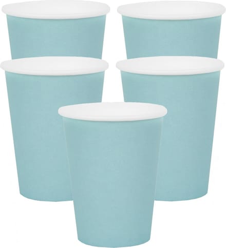 Santex feest/verjaardag bekertjes - 20x stuks - karton - lichtblauw - 270 ml