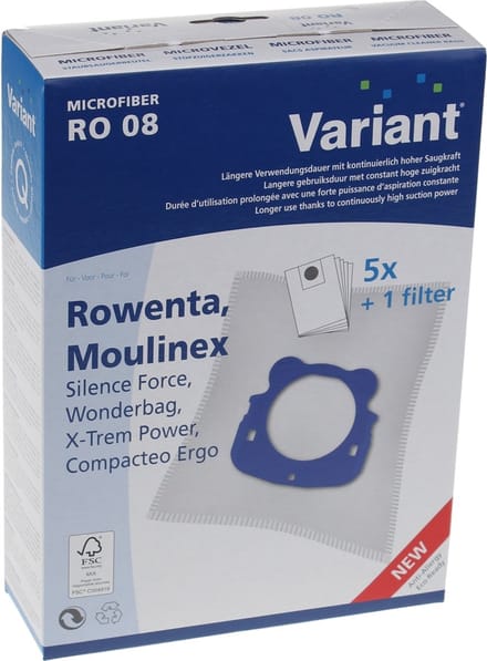 Geschikt voor ROWENTA - STOFZUIGERZAK - RO08 5st+filter microfiber - ZR200520