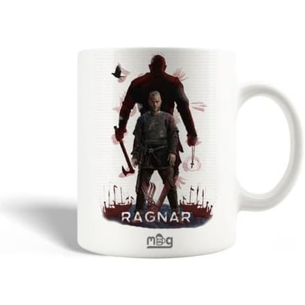 Keramische Mok - Vikings - Seizoen 6 - Ragnar Lothbrok - 30cl - Vaatwasmachinebestendig - Wit