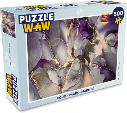 Puzzel Goud - Paars - Marmer print - Legpuzzel - Puzzel 500 stukjes