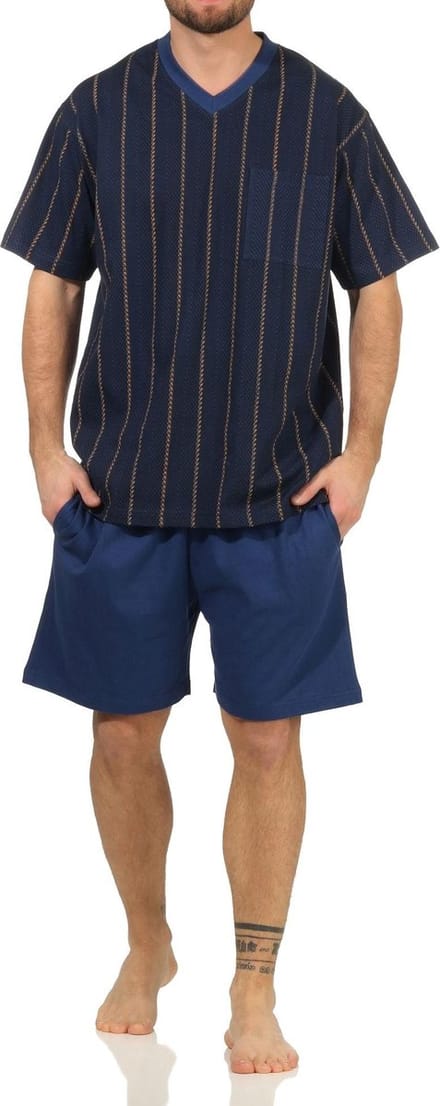 Elegante Shorty pyjama voor heren met korte mouwen - Stripe Optics - 112 105 90 518