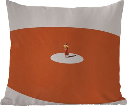 Buitenkussen Weerbestendig - Man - Vintage - Cirkel - 50x50 cm