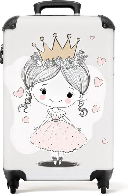 NoBoringSuitcases.com® - Prinses kinderkoffer - Reiskoffer meisje - 55x35x25