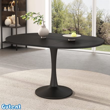 Gutent Uitschuifbare eettafel-ovaal-L100/140 x B100 x H75 cm-Modern minimalistisch-Zwart