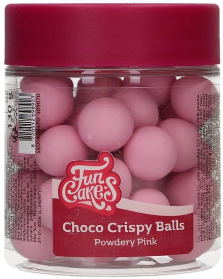 FunCakes Choco Crispy Balls - Mat Roze - 130g - Eetbare Taartdecoratie - Taarttoppers - Chocolade Decoratie