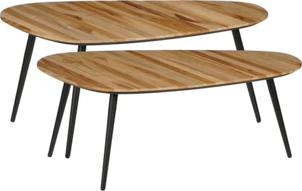Mica Decorations Jailey Bijzettafel - Set van 2 - L84 x B39 x H39 cm - Gerecycled Hout - Bruin