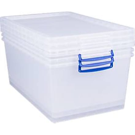 Really Useful Boxes stapelbare opbergboxen, transparant, met deksel, 62 l, 3 stuks