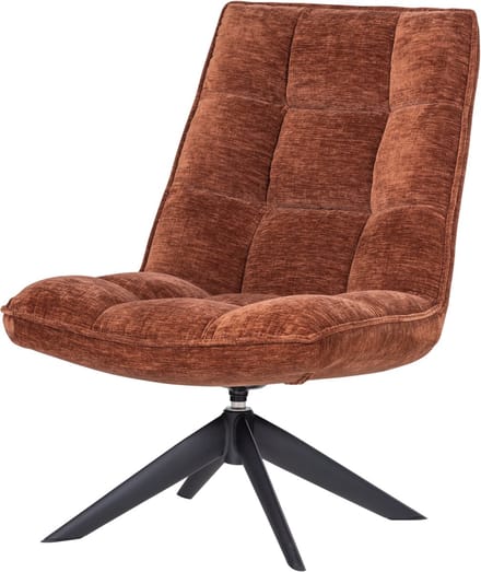 WOOOD Jouke Draaifauteuil - Chenille Structuur - Roestbruin - 97x70x85