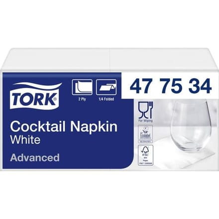 Cocktailservet tork advanced 2laags 200 vel wit | 12 stuks