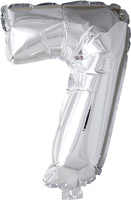 Folieballon , 7, H: 41 cm, zilver, 1 stuk