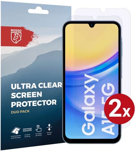 Rosso Screen Protector Ultra Clear Duo Pack Geschikt voor Samsung Galaxy A15 5G | TPU Folie | Case Friendly | 2 Stuks