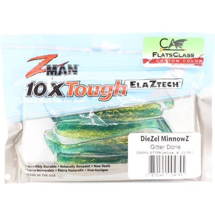 Zman zacht kunstaas Diezel MinnowZ 4 Inch 5/Pack Gitter Klaar (4745) white