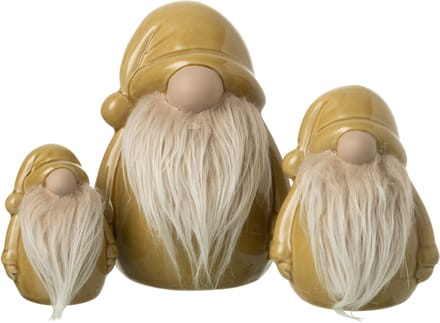 J-Line figuur Kabouter - porselein - oker - large