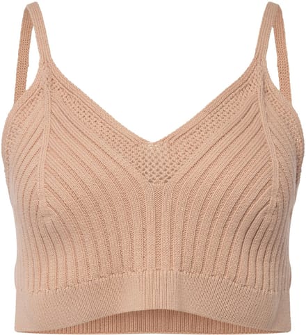 Ulla Popken - Dames - bralette ribbreisel sierranden biologisch katoen - Beige - Maat 46+