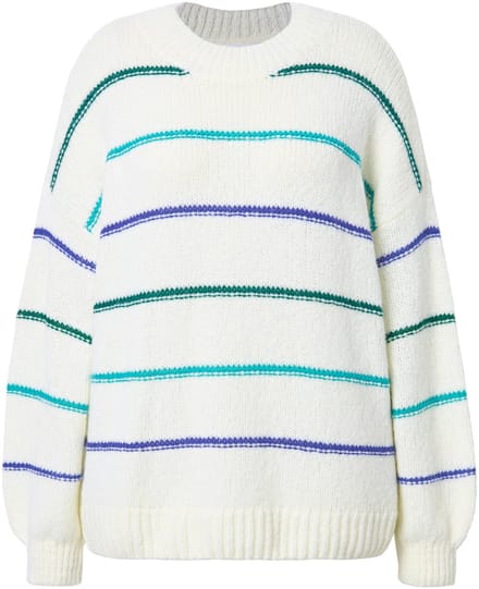 Studio Untold - Dames - Pullover oversized grof breisel kleurrijke strepen - Klassiek off-white - Maat 46+