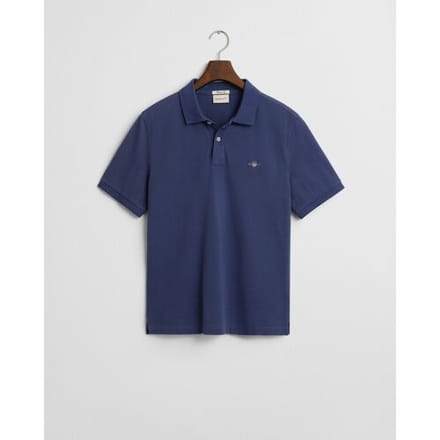 Gant Polo Fine Shield Short Sleeve Piqué Uni Dusty Navy / male