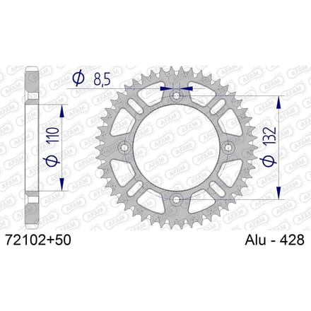 Aluminium tandwiel achter Afam 428 50 dents