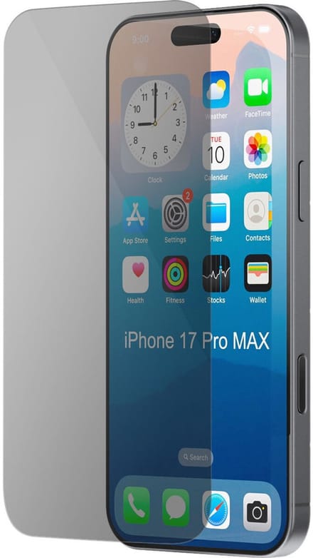 Mobiparts Privacy Screenprotector geschikt voor Apple iPhone 17 Pro Max - Privacy bescherming - Gehard Glas - Anti-bacterieel