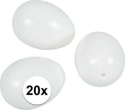 20x Plastic paaseieren wit 6 cm