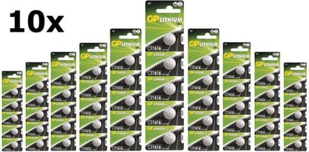 50 Stuks (10 Blister a 5st) GP CR1616 3v lithium knoopcelbatterij