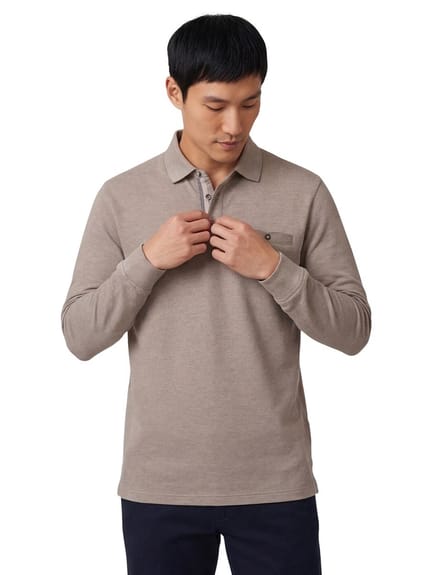 CASAMODA Long Sleeve Polo Structure Grijs - Maat M - Heren - Longsleeve polo