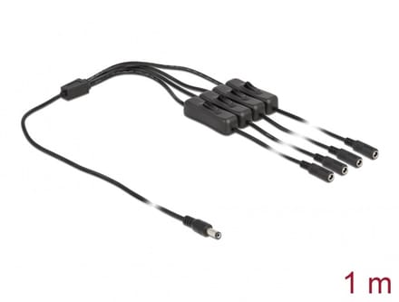 Delock Cable DC 5.5 x 2.1 mm male to 4 x DC female with switch 1 m