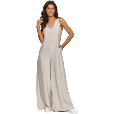 V-hals jumpsuit dames Makadamia