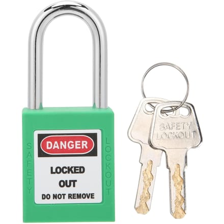 Cadenas de sécurité isolant industriel en plastique, nylon et acier PA, 38 mm, pour alimentation électrique chimique vert
