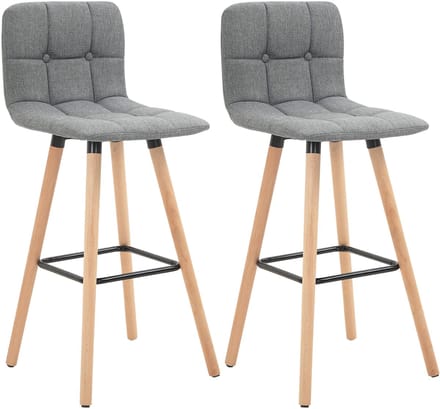 HOMCOM-Barkruk-Linnenlook stof (100% polyester)-47x41,5x97,5cm-Grijs