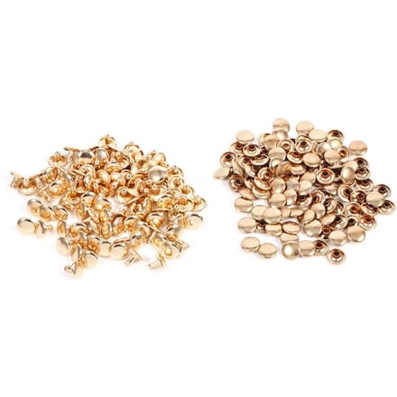 Lot de 100 rivets à double capuchon 8 x 10 mm pour réparation de cuir, clous, décoration (Or) beige