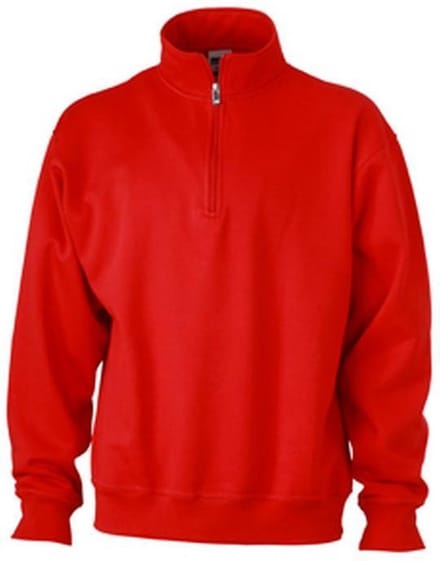 James and Nicholson Uniseks werkkleding Half Ritssweatshirt (Rood)